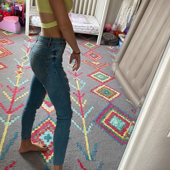 Topshop Jamie Slim Ripped Jeans HighRise 25 Distressed Blue - Picture 5 of 10